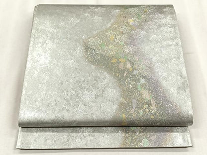 平和屋着物◎六通柄袋帯　霞文　引箔　正絹　逸品　CABJ6216yk