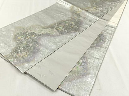 平和屋着物◎六通柄袋帯　霞文　引箔　正絹　逸品　CABJ6216yk