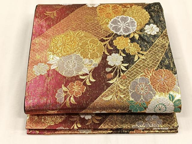 平和屋着物◎六通柄袋帯　花丸文　金糸　正絹　逸品　CABJ6217yk