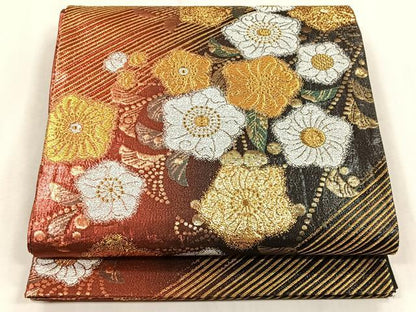 平和屋着物◎六通柄袋帯　辻が花　金銀糸　正絹　逸品　CABJ6220yk