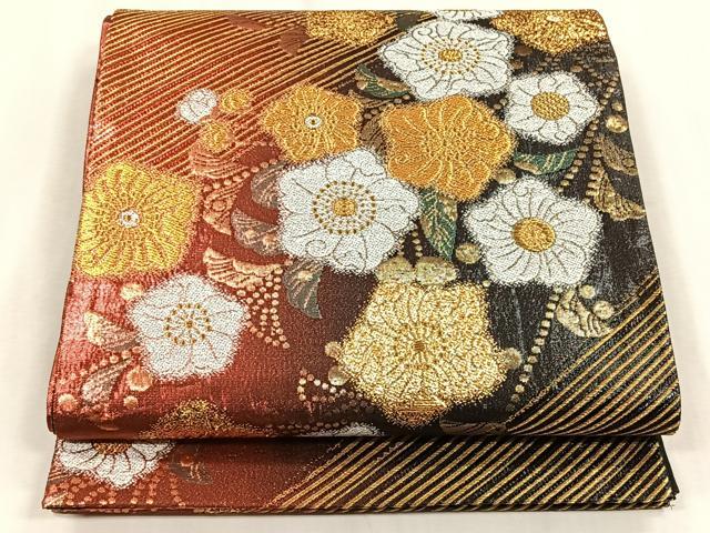 平和屋着物◎六通柄袋帯　辻が花　金銀糸　正絹　逸品　CABJ6220yk