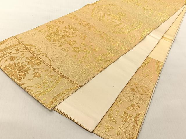 平和屋着物◎六通柄袋帯　更紗花唐草文　金糸　正絹　逸品　CABJ6223yk
