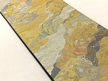 平和屋着物◎六通柄袋帯　道長扇面色紙文　金銀糸　正絹　逸品　CABJ6230yk