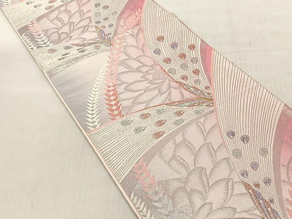 平和屋着物◎六通柄袋帯　花蝶文　金銀糸　正絹　逸品　CABJ6233yk