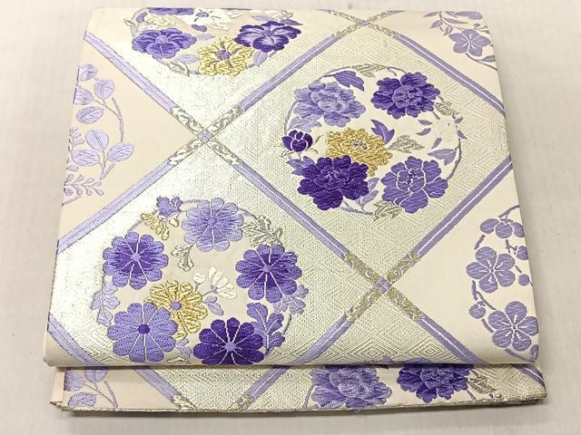 平和屋着物◎審査が錦　六通柄袋帯　草花丸文　やまとオリジナル　金銀糸　正絹　逸品　CABJ6234yk
