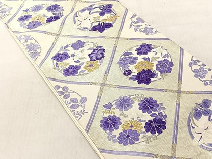平和屋着物◎審査が錦　六通柄袋帯　草花丸文　やまとオリジナル　金銀糸　正絹　逸品　CABJ6234yk