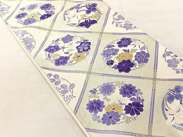 平和屋着物◎審査が錦　六通柄袋帯　草花丸文　やまとオリジナル　金銀糸　正絹　逸品　CABJ6234yk