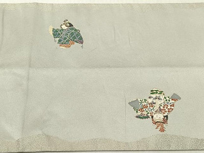 平和屋着物◎太鼓柄袋帯　唐子　金糸　正絹　逸品　CABJ6236yk