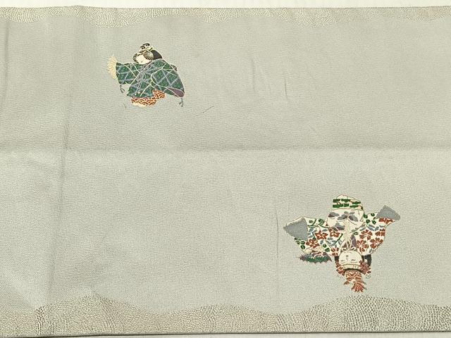 平和屋着物◎太鼓柄袋帯　唐子　金糸　正絹　逸品　CABJ6236yk