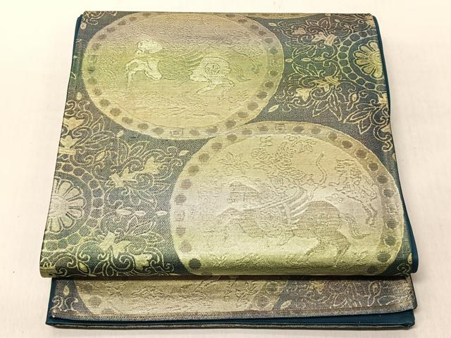 平和屋着物◎六通柄袋帯　狩猟文　金糸　正絹　逸品　CABJ6240yk
