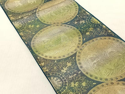 平和屋着物◎六通柄袋帯　狩猟文　金糸　正絹　逸品　CABJ6240yk