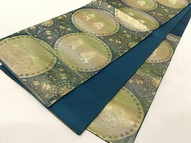 平和屋着物◎六通柄袋帯　狩猟文　金糸　正絹　逸品　CABJ6240yk