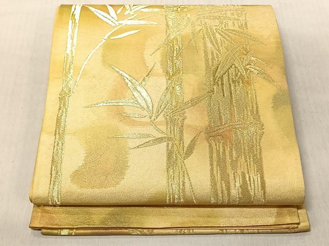平和屋着物◎六通柄袋帯　笹竹文　金糸　正絹　逸品　CABJ6249yk