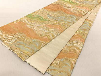 平和屋着物◎六通柄袋帯　流線文　金糸　正絹　逸品　CABJ6250yk