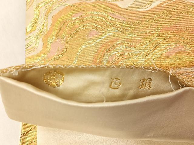 平和屋着物◎六通柄袋帯　流線文　金糸　正絹　逸品　CABJ6250yk