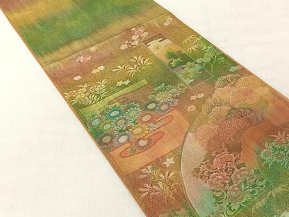 平和屋着物◎六通柄袋帯　彩梨地錦　金銀糸　正絹　逸品　CABJ6252yk