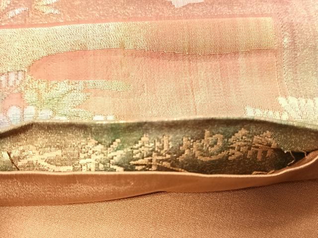 平和屋着物◎六通柄袋帯　彩梨地錦　金銀糸　正絹　逸品　CABJ6252yk