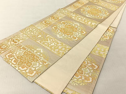 平和屋着物◎六通柄袋帯　正倉院花唐草文　金銀糸　正絹　逸品　CABJ6255yk