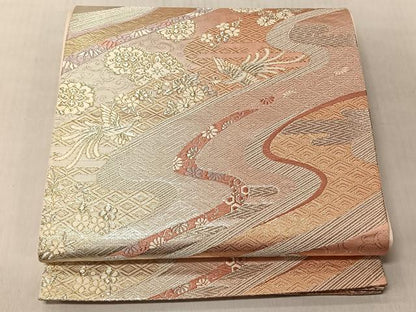 平和屋着物◎六通柄袋帯　唐織　流水花唐草文　正絹　逸品　CABJ6256yk