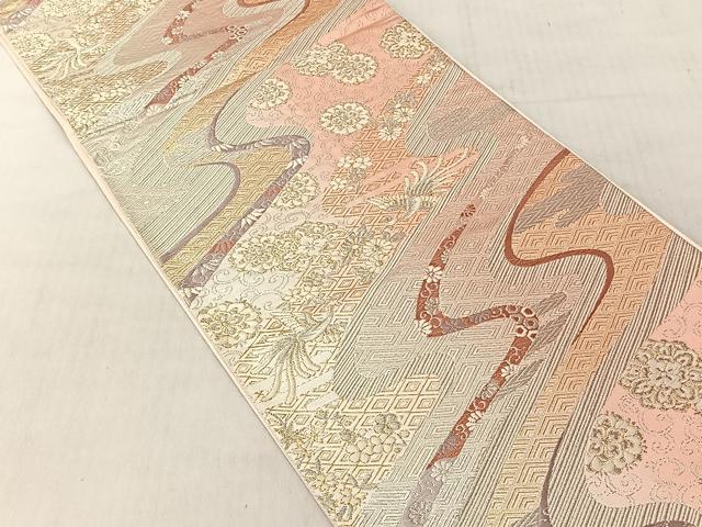 平和屋着物◎六通柄袋帯　唐織　流水花唐草文　正絹　逸品　CABJ6256yk