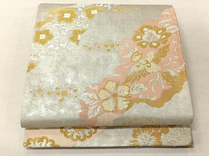 平和屋着物◎六通柄袋帯　螺鈿織　花喰鳥　金銀糸　正絹　逸品　CABJ6263yk