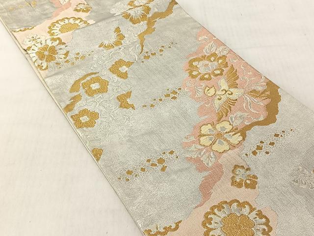 平和屋着物◎六通柄袋帯　螺鈿織　花喰鳥　金銀糸　正絹　逸品　CABJ6263yk