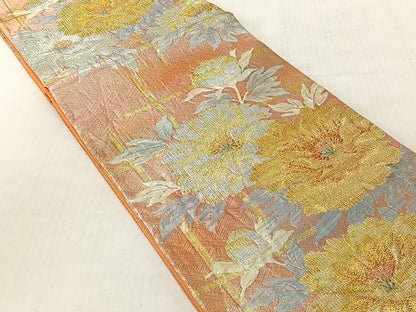 平和屋着物◎六通柄袋帯　ふくれ織　牡丹　金銀糸　正絹　逸品　CABJ6267yk