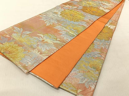 平和屋着物◎六通柄袋帯　ふくれ織　牡丹　金銀糸　正絹　逸品　CABJ6267yk