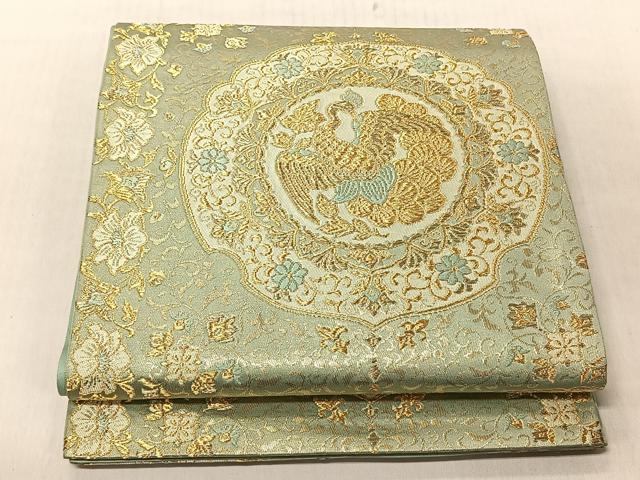 平和屋着物◎六通柄袋帯　絵皿鳳凰花唐草文　金糸　正絹　逸品　CABJ6274yk