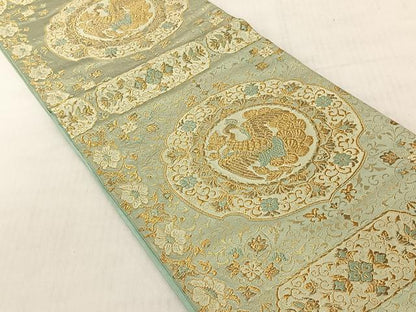 平和屋着物◎六通柄袋帯　絵皿鳳凰花唐草文　金糸　正絹　逸品　CABJ6274yk
