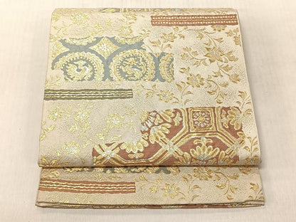 平和屋着物◎六通柄　本袋帯　花鳥文　金銀糸　正絹　逸品　CABJ6275yk