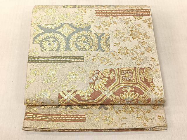 平和屋着物◎六通柄　本袋帯　花鳥文　金銀糸　正絹　逸品　CABJ6275yk