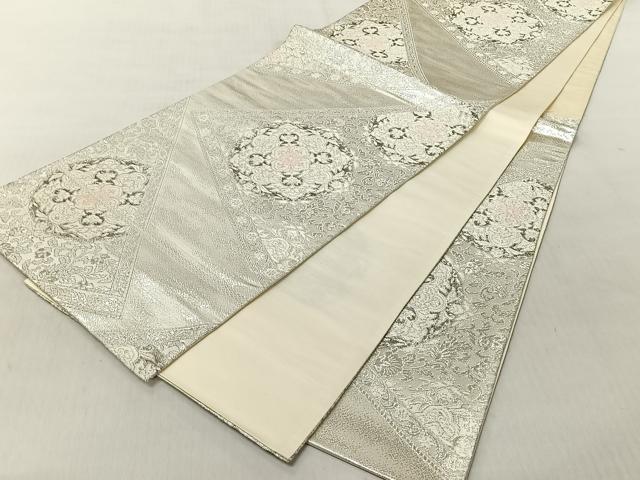 平和屋着物◎六通柄袋帯　正倉院花唐草文　プラチナ二重箔　正絹　逸品　CABJ6278yk