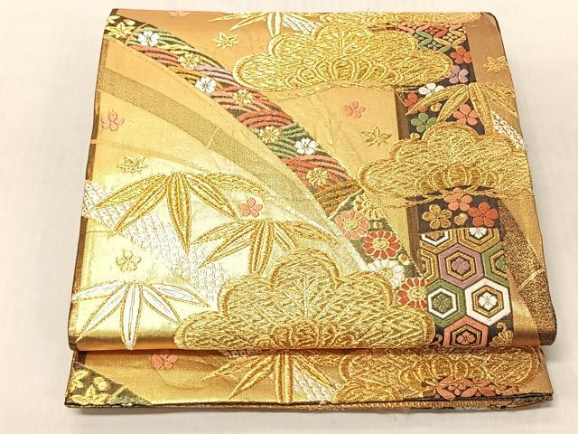 平和屋着物◎六通柄袋帯　唐織　松竹梅　金糸　正絹　逸品　CABJ6280yk
