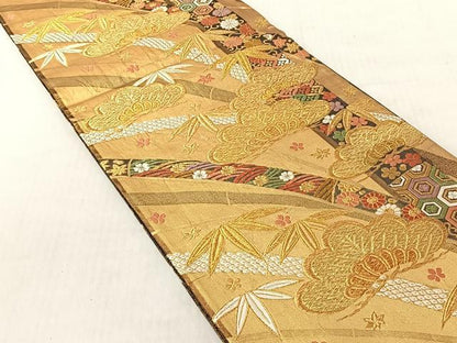 平和屋着物◎六通柄袋帯　唐織　松竹梅　金糸　正絹　逸品　CABJ6280yk