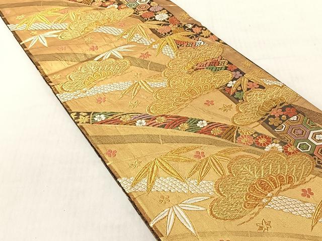 平和屋着物◎六通柄袋帯　唐織　松竹梅　金糸　正絹　逸品　CABJ6280yk