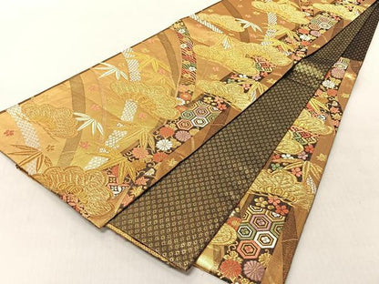 平和屋着物◎六通柄袋帯　唐織　松竹梅　金糸　正絹　逸品　CABJ6280yk