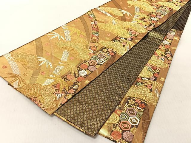 平和屋着物◎六通柄袋帯　唐織　松竹梅　金糸　正絹　逸品　CABJ6280yk