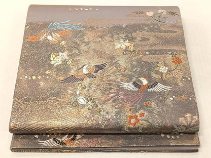 平和屋着物◎六通柄袋帯　吉祥鳳凰文　金糸　正絹　逸品　CABJ6284yk