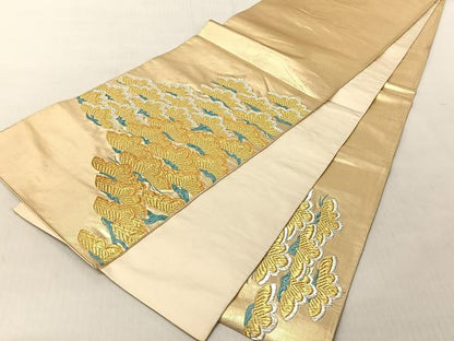 平和屋着物◎太鼓柄袋帯　松　金銀糸　正絹　逸品　CABJ6287yk