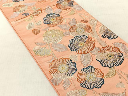 平和屋着物◎六通柄袋帯　唐織　枝菊文　金銀糸　正絹　逸品　CABJ6288yk