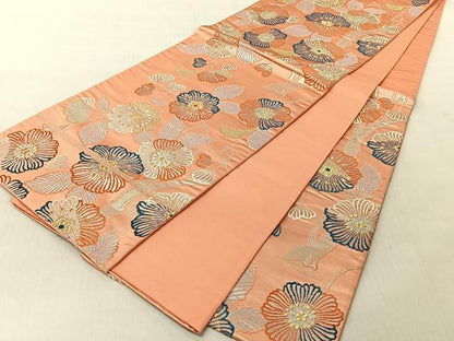 平和屋着物◎六通柄袋帯　唐織　枝菊文　金銀糸　正絹　逸品　CABJ6288yk