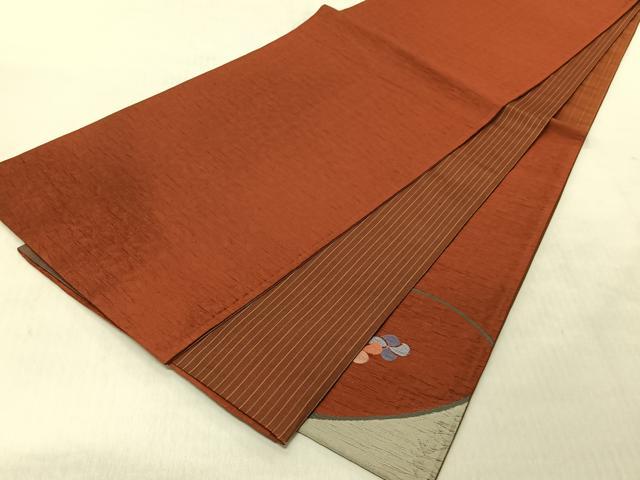 平和屋着物◎太鼓柄袋帯　花唐草文　正絹　逸品　未使用　CABJ6291yk