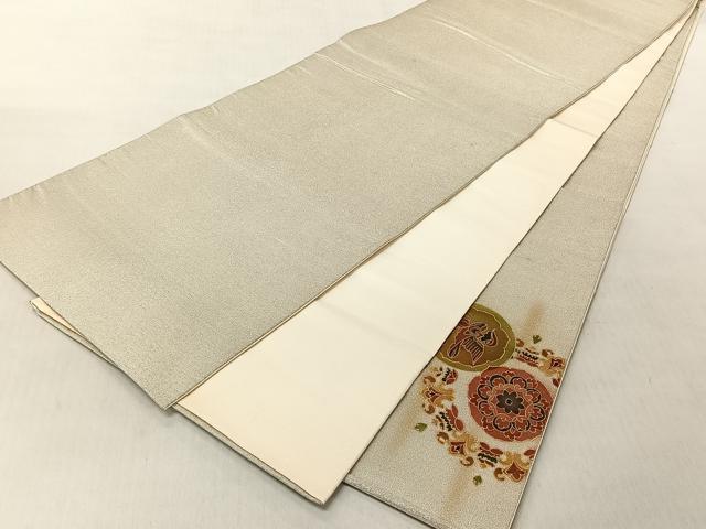 平和屋着物◎太鼓柄袋帯　正倉院花鳥文　金彩　鈴乃屋扱い　正絹　逸品　CABJ6293yk