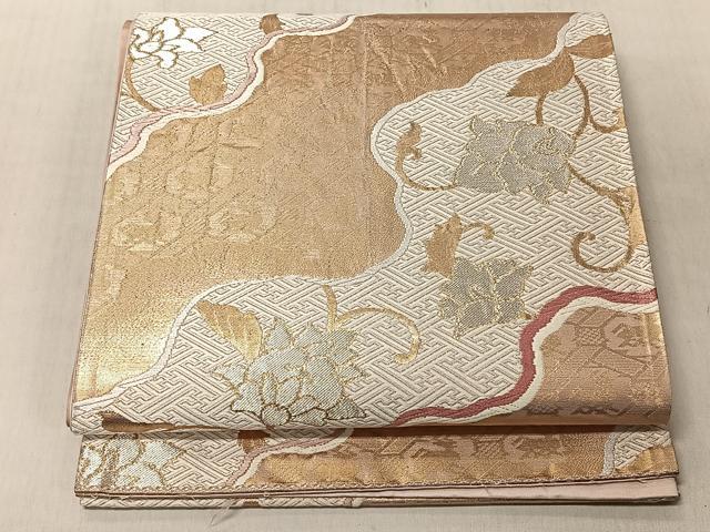 平和屋着物◎六通柄袋帯　唐織　道長裂有栖川文様　金銀糸　正絹　逸品　CABJ6295yk