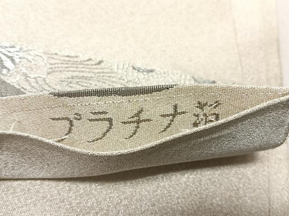 平和屋着物◎太鼓柄袋帯　綴れ　花鳥文　プラチナ箔　正絹　逸品　CABJ6296yk