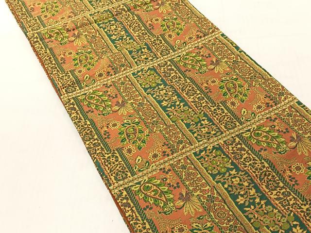 平和屋着物◎全通柄袋帯　更紗花文　正絹　逸品　CABJ6300yk