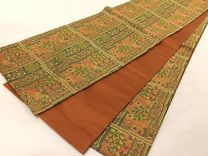 平和屋着物◎全通柄袋帯　更紗花文　正絹　逸品　CABJ6300yk