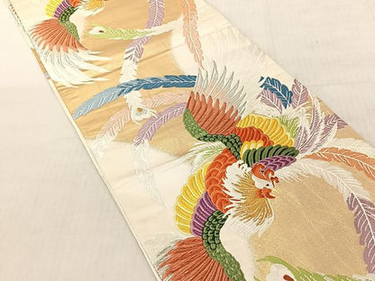 平和屋着物◎六通柄袋帯　唐織　瑞兆鳳凰文　金銀糸　正絹　逸品　CABJ6303yk