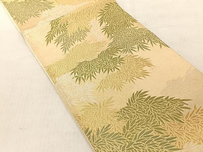 平和屋着物◎六通柄袋帯　舞葉文　金糸　正絹　逸品　CABJ6305yk